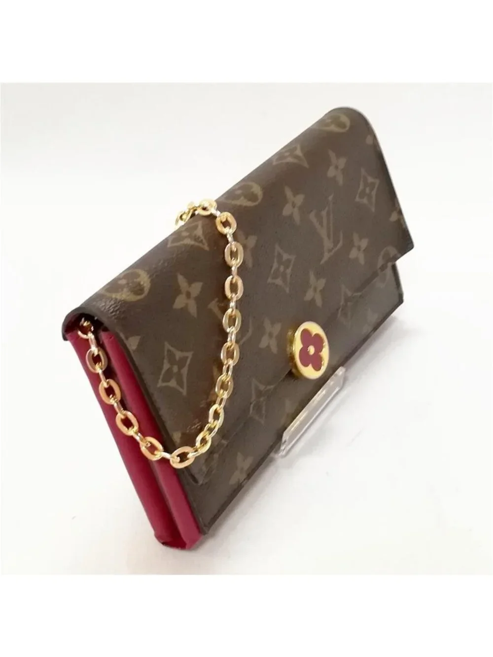Louis Vuitton Portefeuille Flore Fuchsia Coin Purse Brown